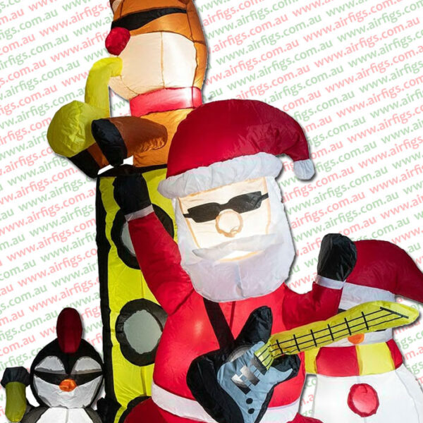 2m Santa's Christmas Rock Band Inflatable - Image 3