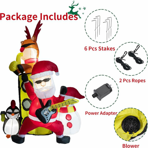 2m Santa's Christmas Rock Band Inflatable - Image 9