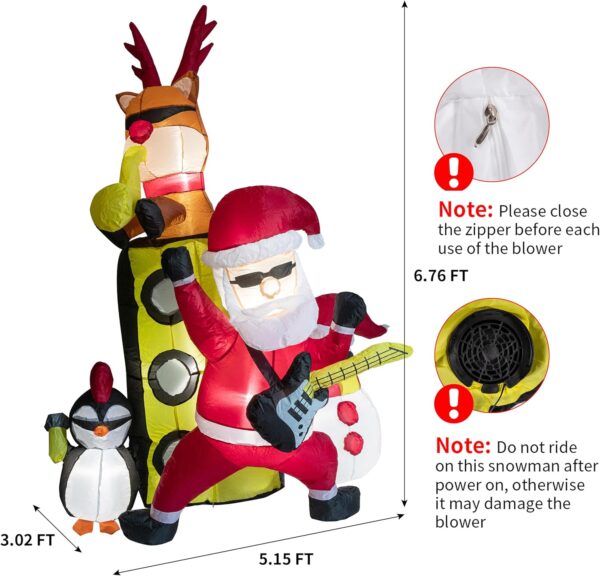 2m Santa's Christmas Rock Band Inflatable - Image 7