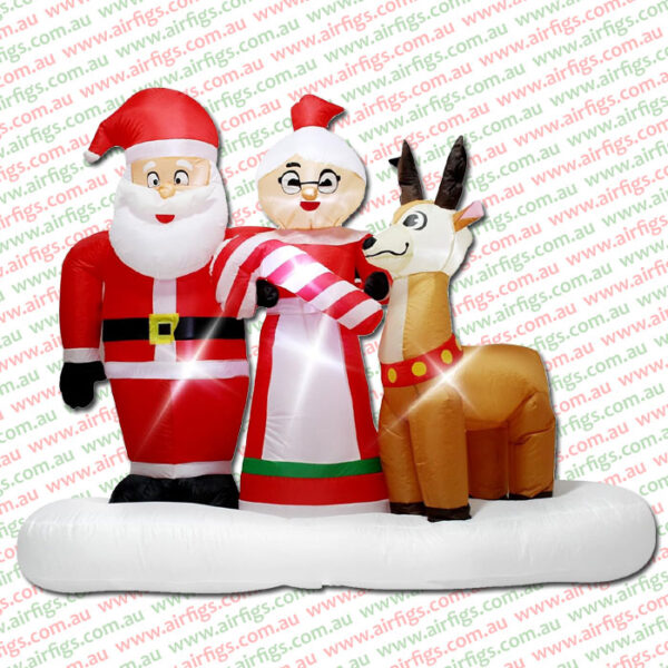 2.1m Santa and Mrs Claus with Reindeer Inflatable