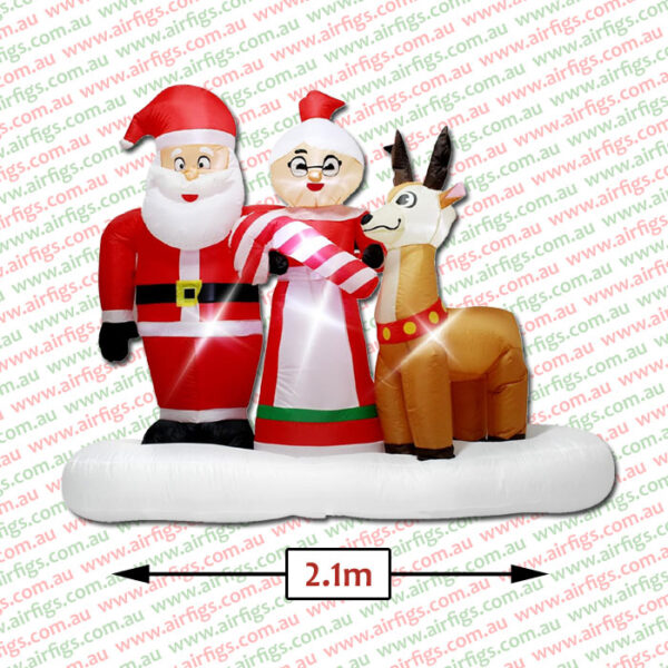 2.1m Santa and Mrs Claus with Reindeer Inflatable - Image 2