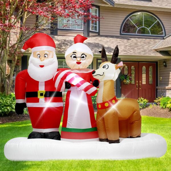 2.1m Santa and Mrs Claus with Reindeer Inflatable - Image 3