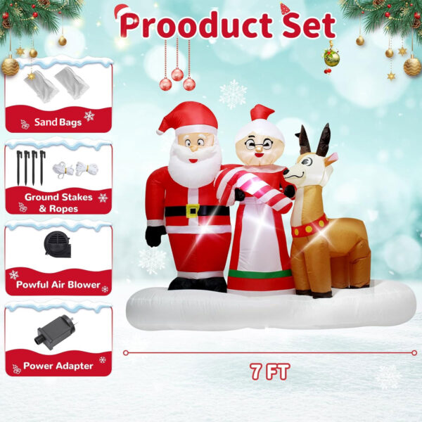 2.1m Santa and Mrs Claus with Reindeer Inflatable - Image 6