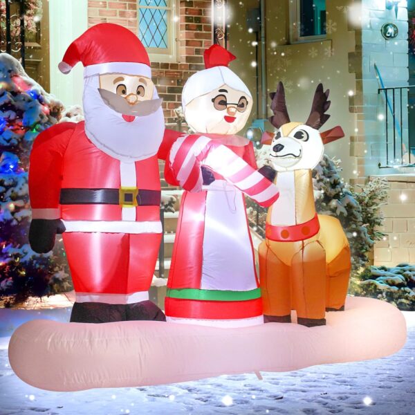 2.1m Santa and Mrs Claus with Reindeer Inflatable - Image 7