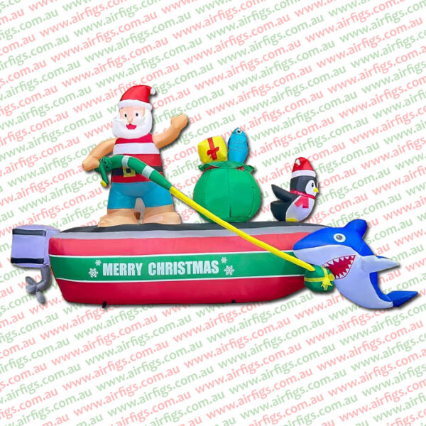 2.4m Santa Fishing with Penguin and Shark Christmas Inflatable