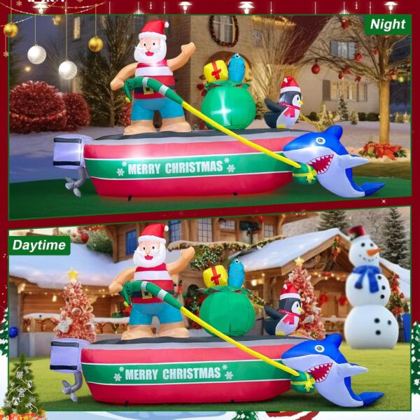 2.4m Santa Fishing with Penguin and Shark Christmas Inflatable - Image 9