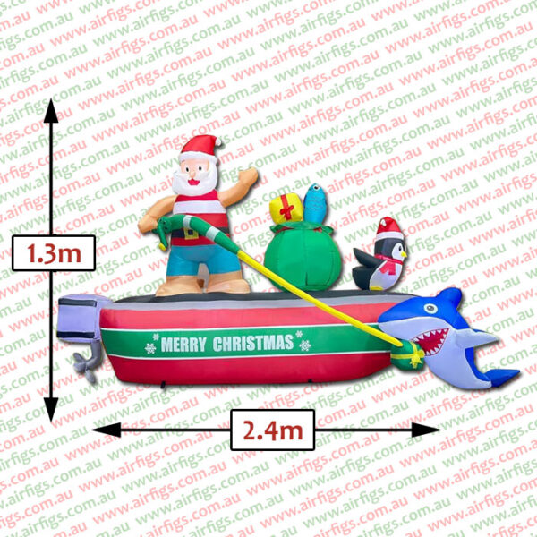 2.4m Santa Fishing with Penguin and Shark Christmas Inflatable - Image 2