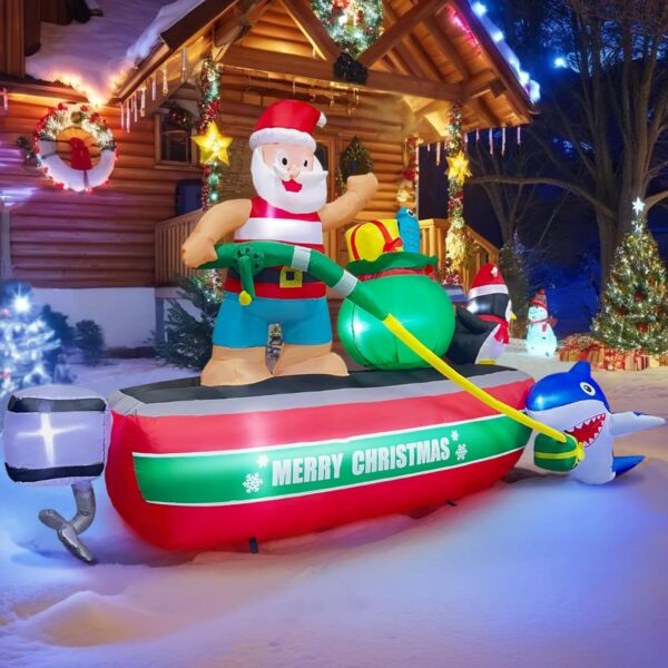 2.4m Santa Fishing with Penguin and Shark Christmas Inflatable - Image 3