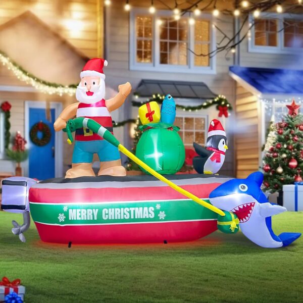 2.4m Santa Fishing with Penguin and Shark Christmas Inflatable - Image 5