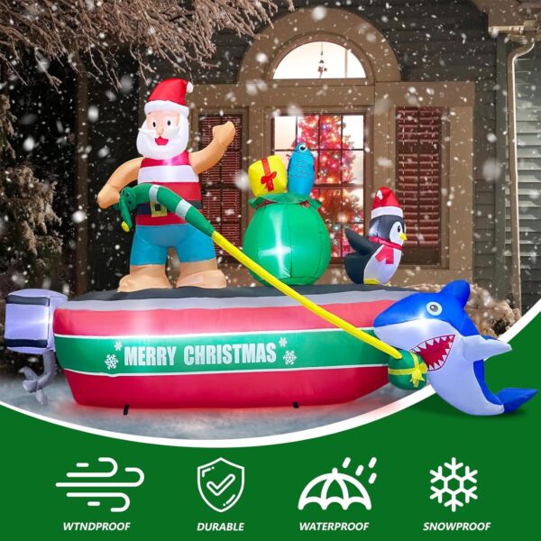 2.4m Santa Fishing with Penguin and Shark Christmas Inflatable - Image 7