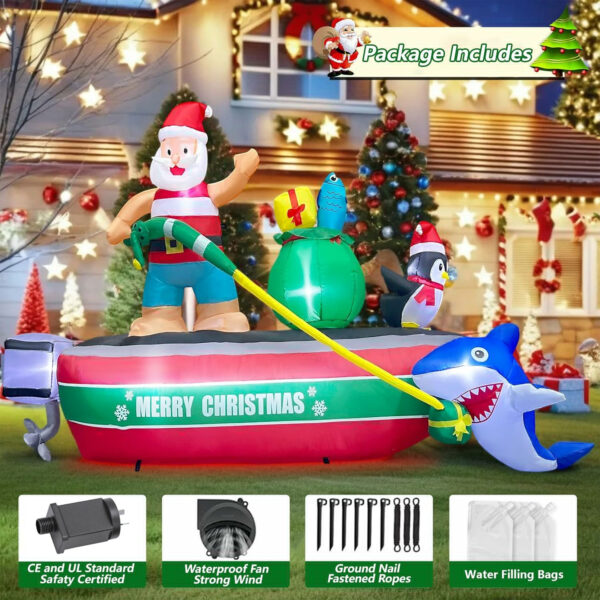 2.4m Santa Fishing with Penguin and Shark Christmas Inflatable - Image 10