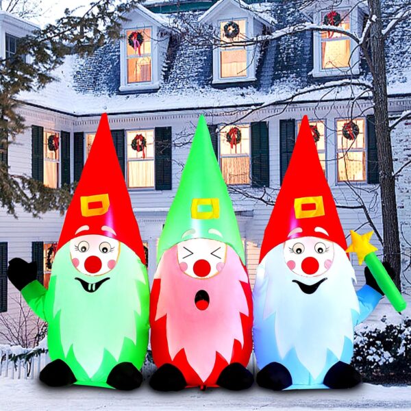 1.8m Christmas Caroling Gnomes Inflatable - Image 8