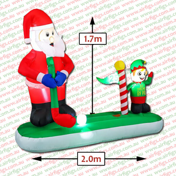 2.0m Golfing Santa with Elf Caddy Christmas Inflatable - Image 2