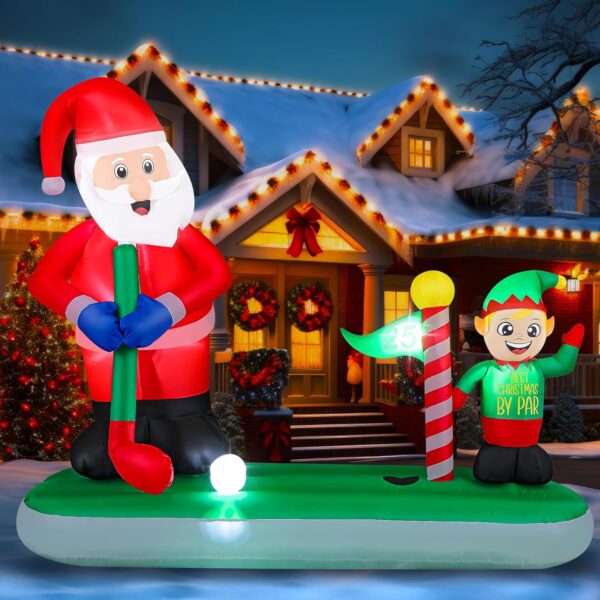 2.0m Golfing Santa with Elf Caddy Christmas Inflatable - Image 3