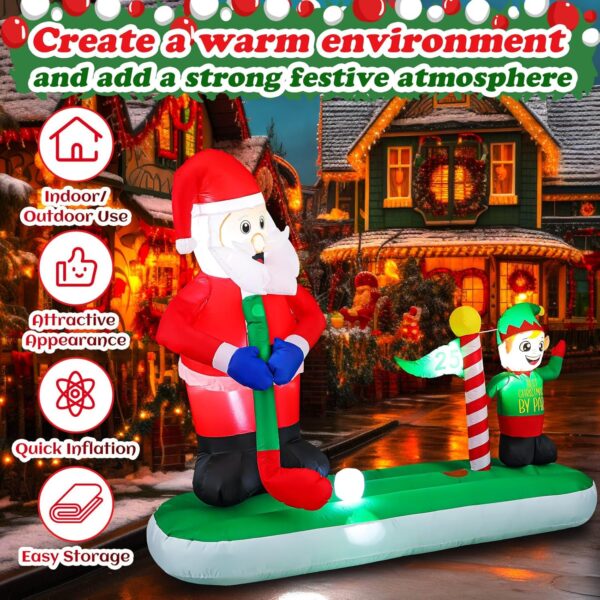 2.0m Golfing Santa with Elf Caddy Christmas Inflatable - Image 4