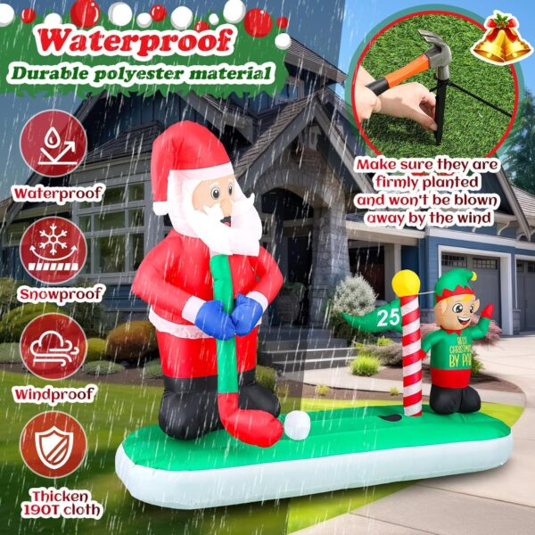 2.0m Golfing Santa with Elf Caddy Christmas Inflatable - Image 5