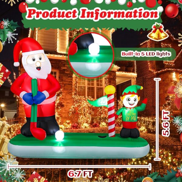 2.0m Golfing Santa with Elf Caddy Christmas Inflatable - Image 8