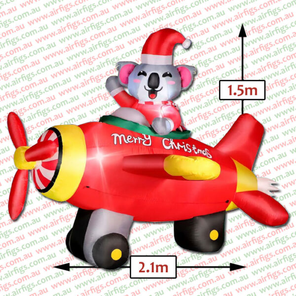 2.1m Koala Plane Pilot Animated Christmas Inflatable - Image 2