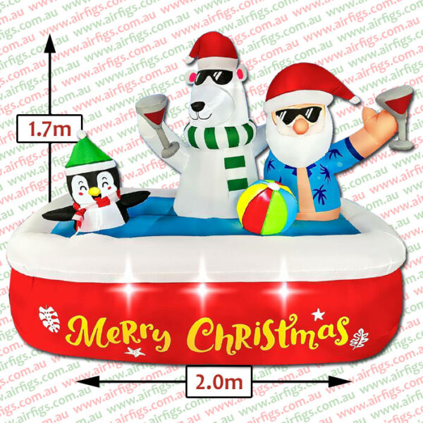 1.7m Santa's Pool Party Christmas Inflatable - Image 2