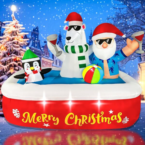 1.7m Santa's Pool Party Christmas Inflatable - Image 8