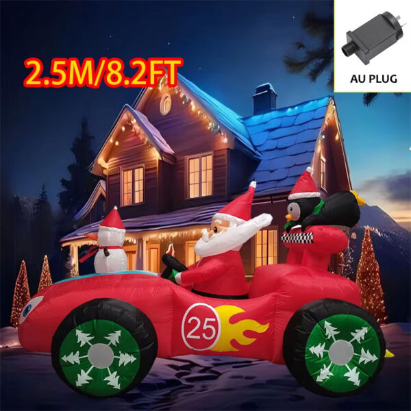 2.5m Racecar Santa Christmas Inflatable - Image 3