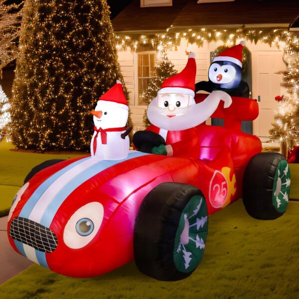 2.4m Racecar Santa Christmas Inflatable - Image 4