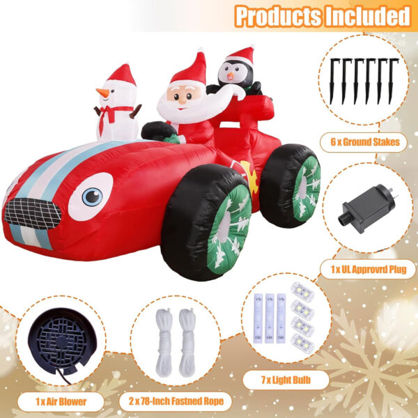 2.4m Racecar Santa Christmas Inflatable - Image 6