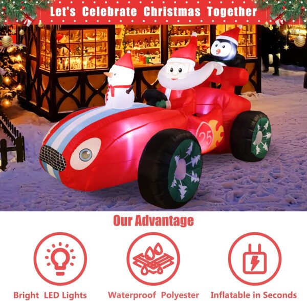 2.4m Racecar Santa Christmas Inflatable - Image 7