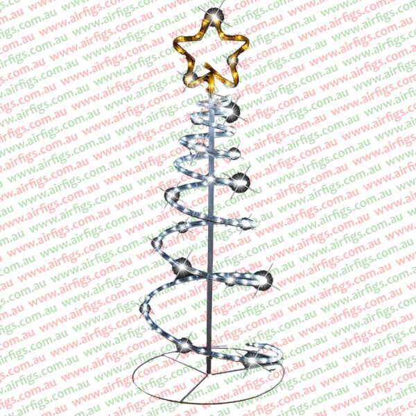 90cm White LED Spiral Rope Tree with Star - Image 2