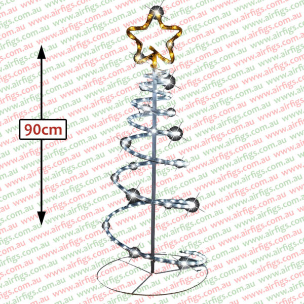 90cm White LED Spiral Rope Tree with Star - Image 3