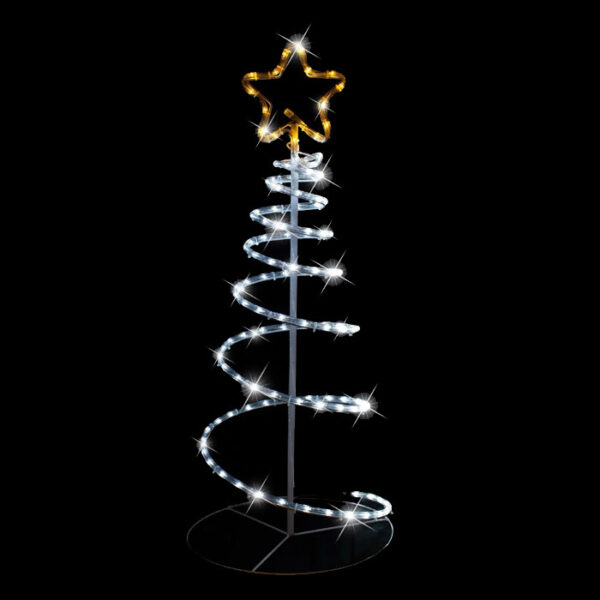 90cm White LED Spiral Rope Tree with Star