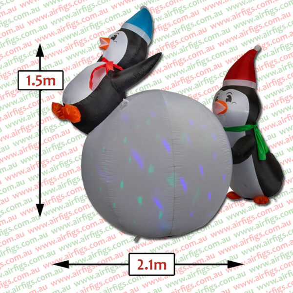 2.1m Snowball Penguins Christmas Inflatable - Image 2