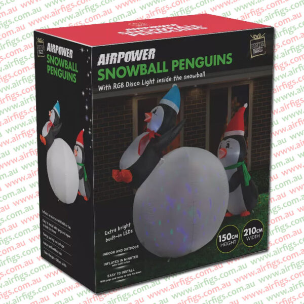 2.1m Snowball Penguins Christmas Inflatable - Image 4