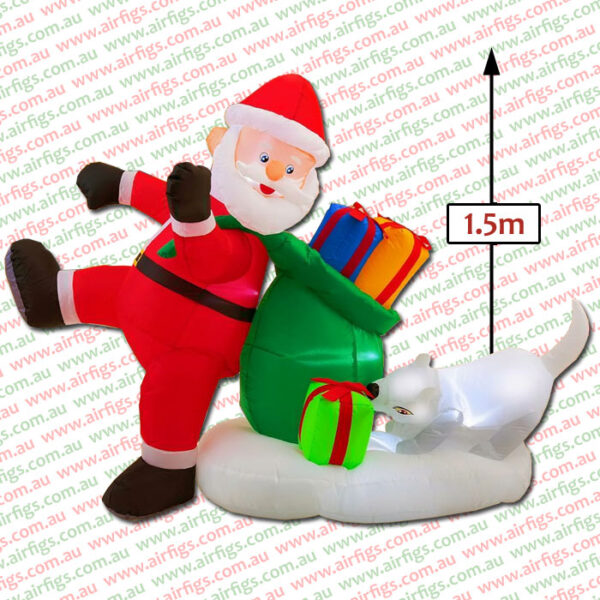 1.5m Santa Claus and Snow Dog Christmas Inflatable - Image 2