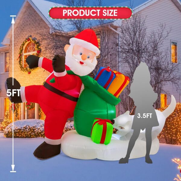 1.5m Santa Claus and Snow Dog Christmas Inflatable - Image 7