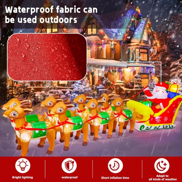 3.6m Santa Sleigh with 8 Reindeers Christmas Inflatable - Image 11