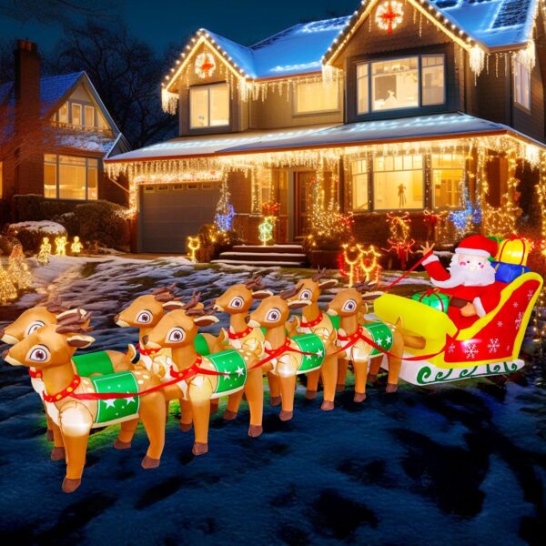 3.6m Santa Sleigh with 8 Reindeers Christmas Inflatable - Image 13