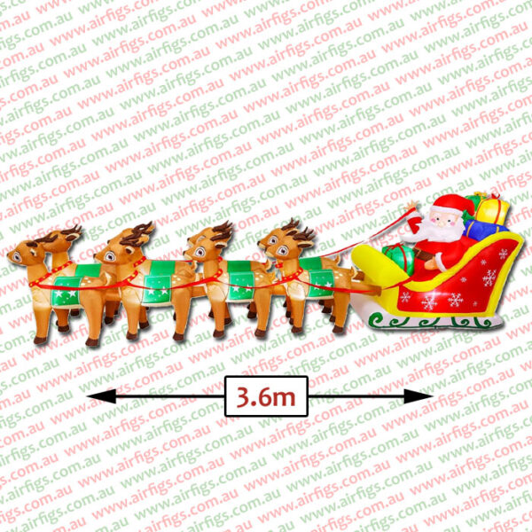 3.6m Santa Sleigh with 8 Reindeers Christmas Inflatable - Image 2