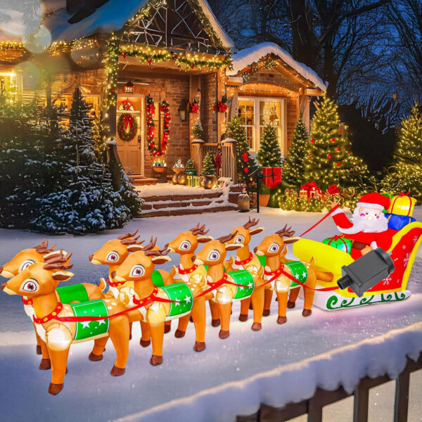 3.6m Santa Sleigh with 8 Reindeers Christmas Inflatable - Image 8