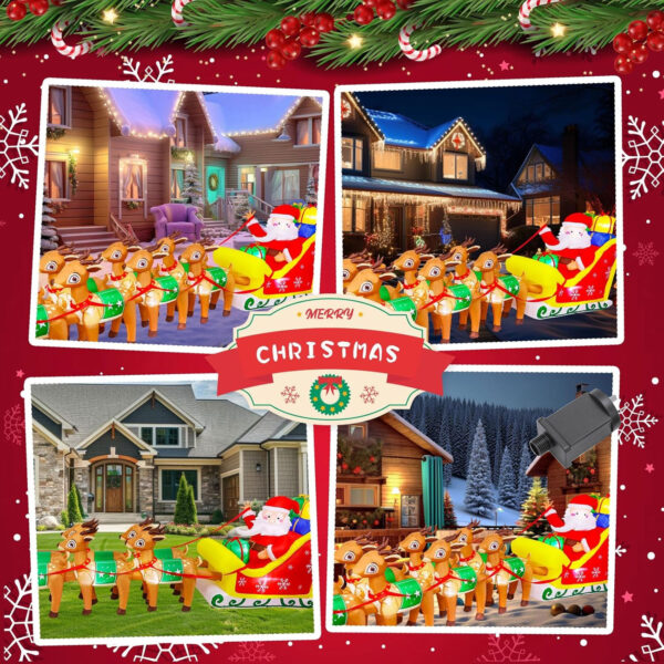 3.6m Santa Sleigh with 8 Reindeers Christmas Inflatable - Image 9