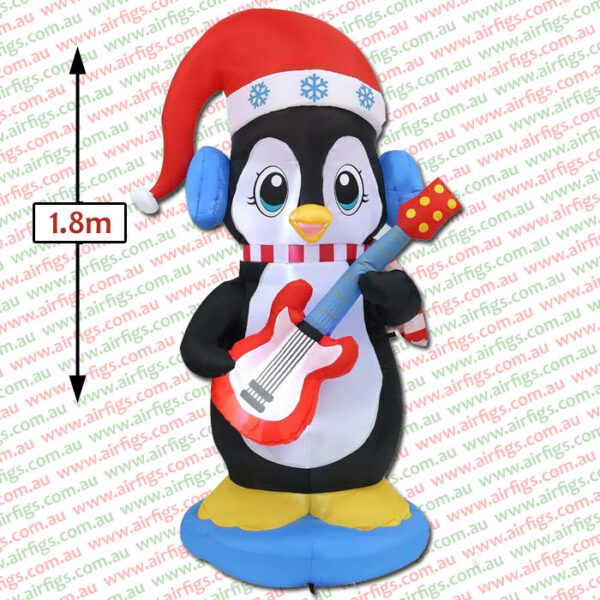 1.8m Penguin Playing Guitar Christmas Inflatable - Image 2