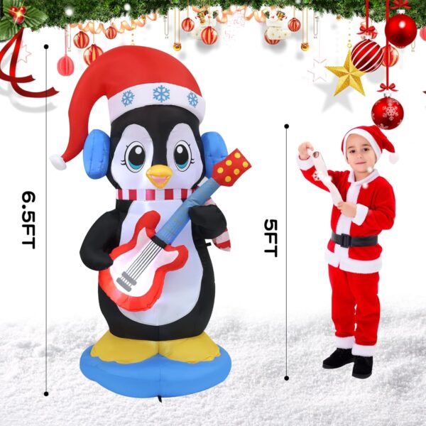 1.8m Penguin Playing Guitar Christmas Inflatable - Image 5