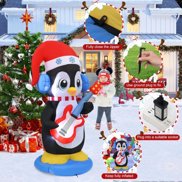 1.8m Penguin Playing Guitar Christmas Inflatable - Image 7