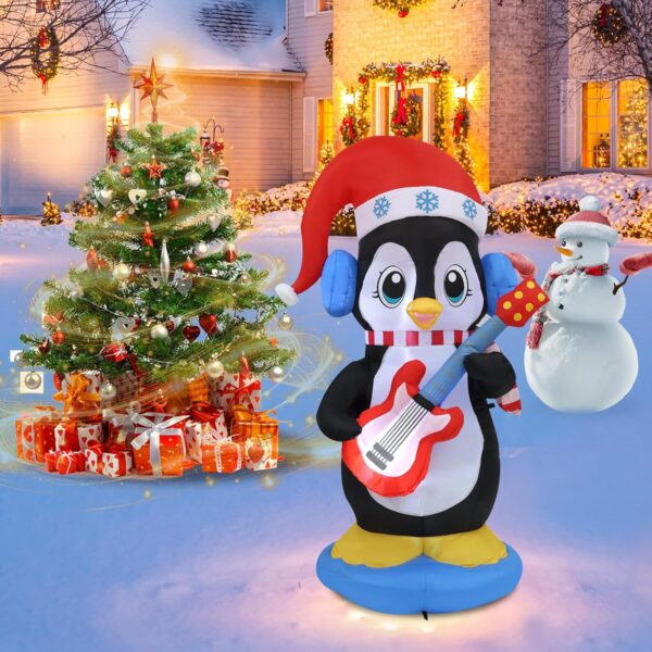 1.8m Penguin Playing Guitar Christmas Inflatable - Image 9