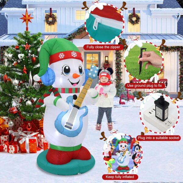 1.8m Snowman Playing Guitar Christmas Inflatable - Image 7