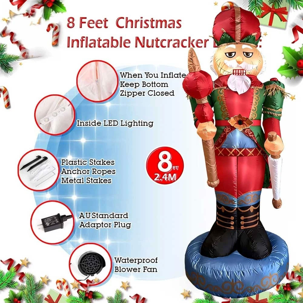 2.4m Deluxe Nutcracker Christmas Inflatable - Image 5