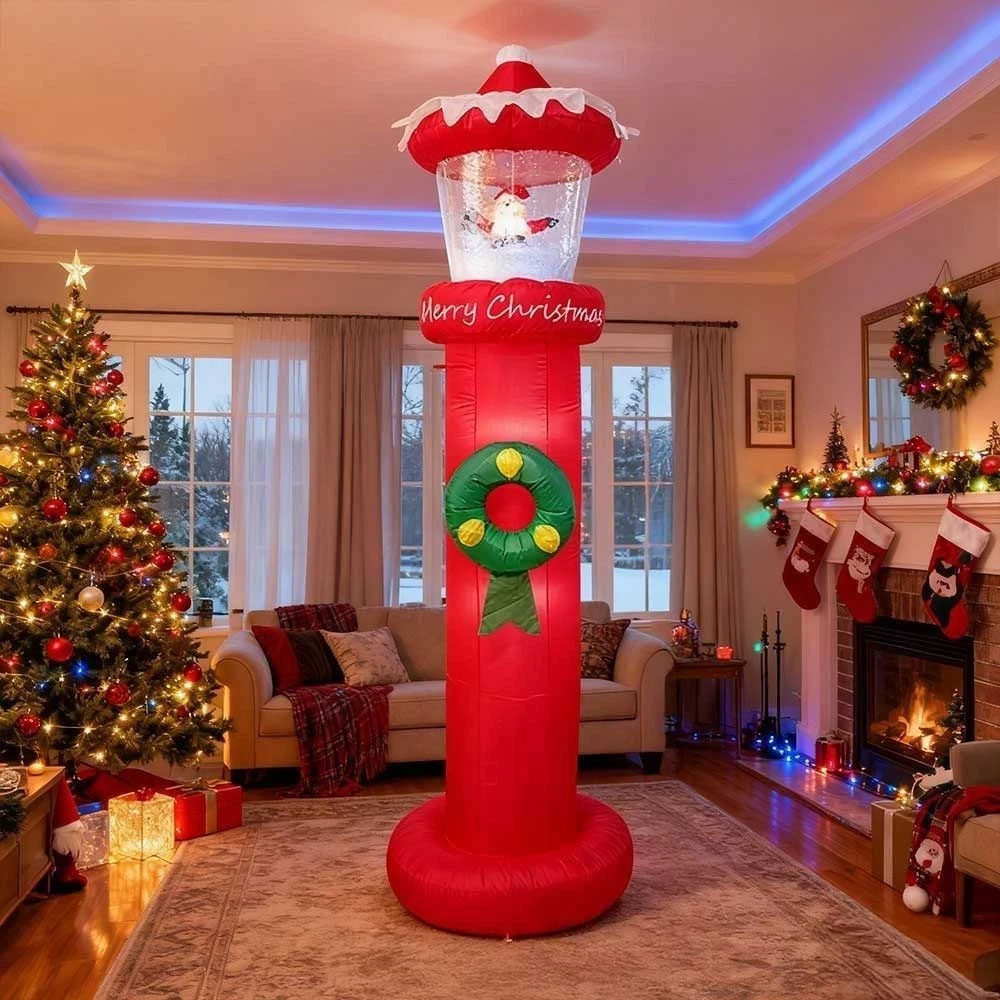 2.7m Snow Blowing Lighthouse Christmas Inflatable - Image 11