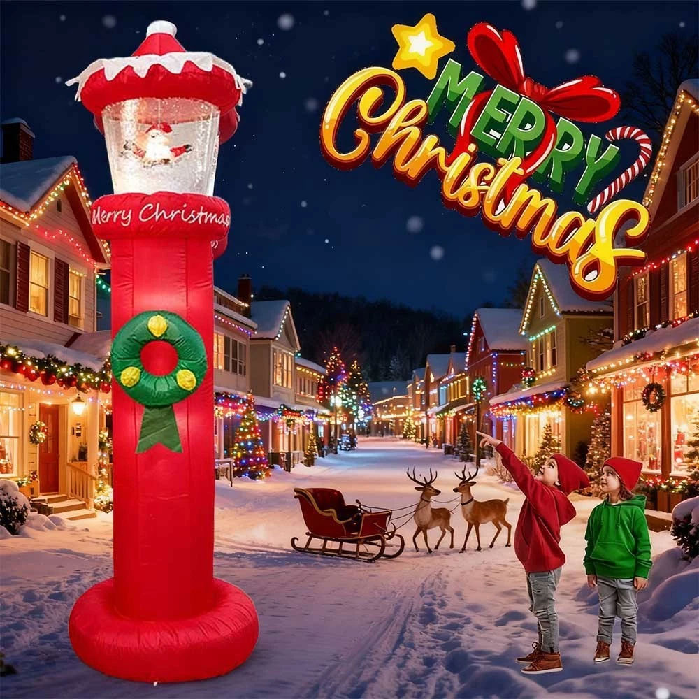 2.7m Snow Blowing Lighthouse Christmas Inflatable - Image 3