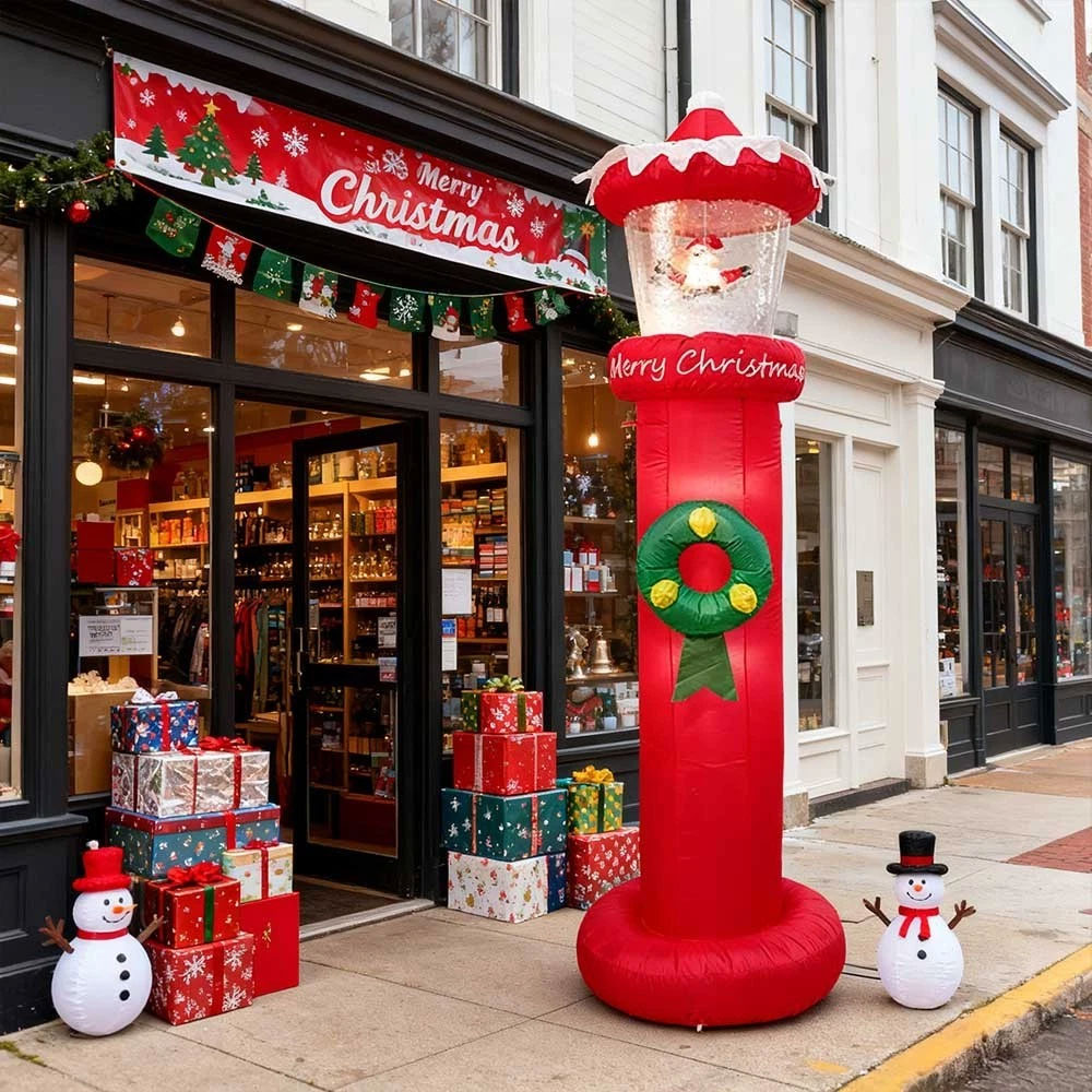 2.7m Snow Blowing Lighthouse Christmas Inflatable - Image 4