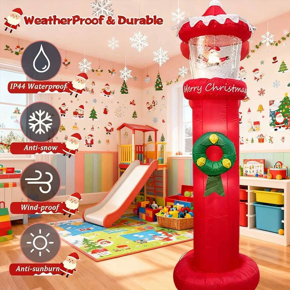 2.7m Snow Blowing Lighthouse Christmas Inflatable - Image 5